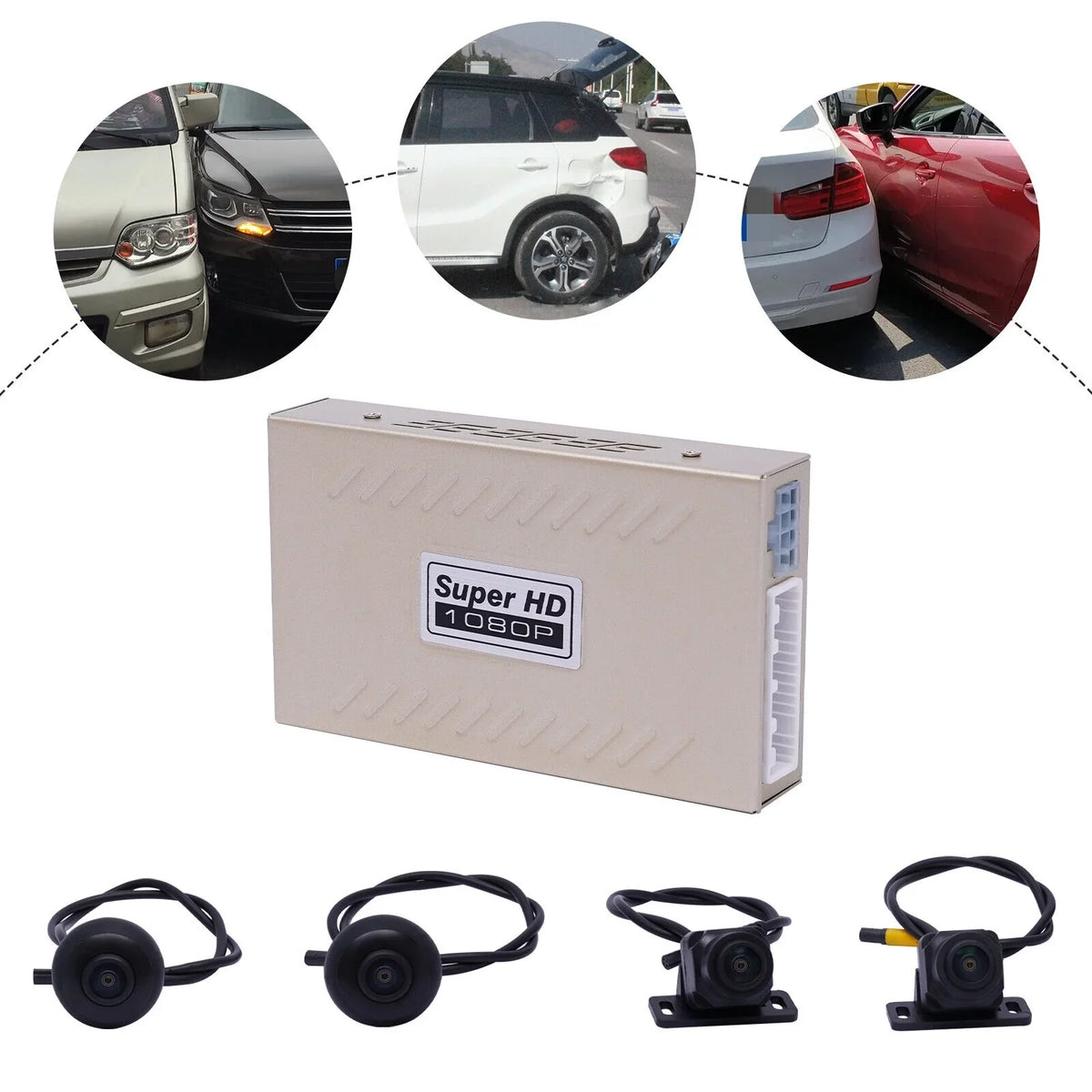 Miumaeov Dash Cam 360 Degree Bird View Surround System Rear View 4-Camera Kit 1080P Car DVR Recording for Cars
