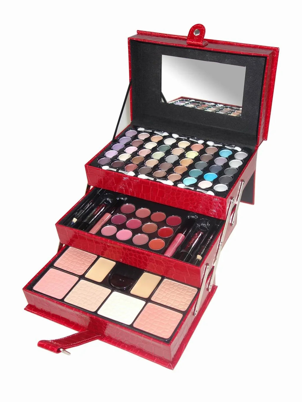 lady de 65color 3 tray eye shadow professional leather train case make-up kit set (by cameo)