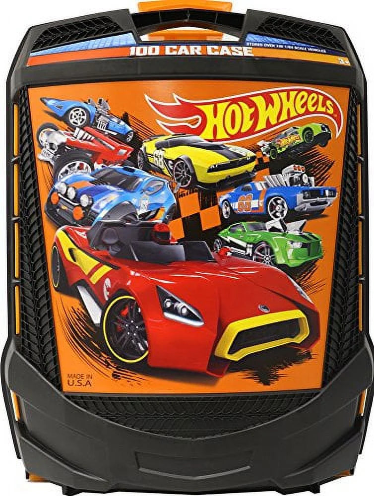 Hot Rims 100-Car, Rolling Storage Case with Retractable Handle Hot Rims 100-car