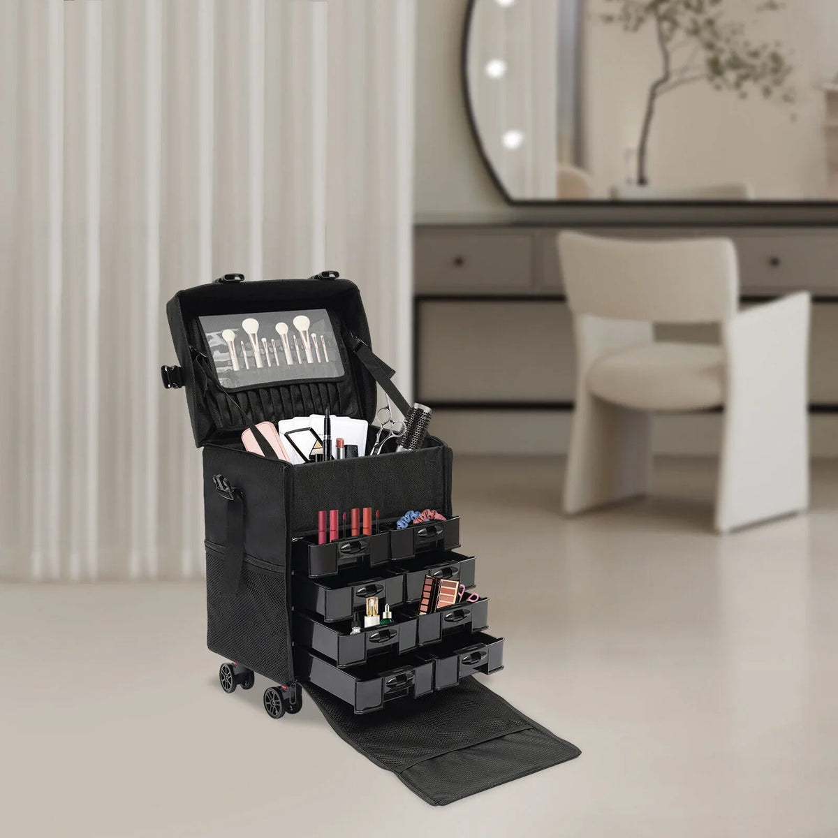 PRO Rolling Makeup Train Case Cosmetic Trolley Makeup Storage Modern
