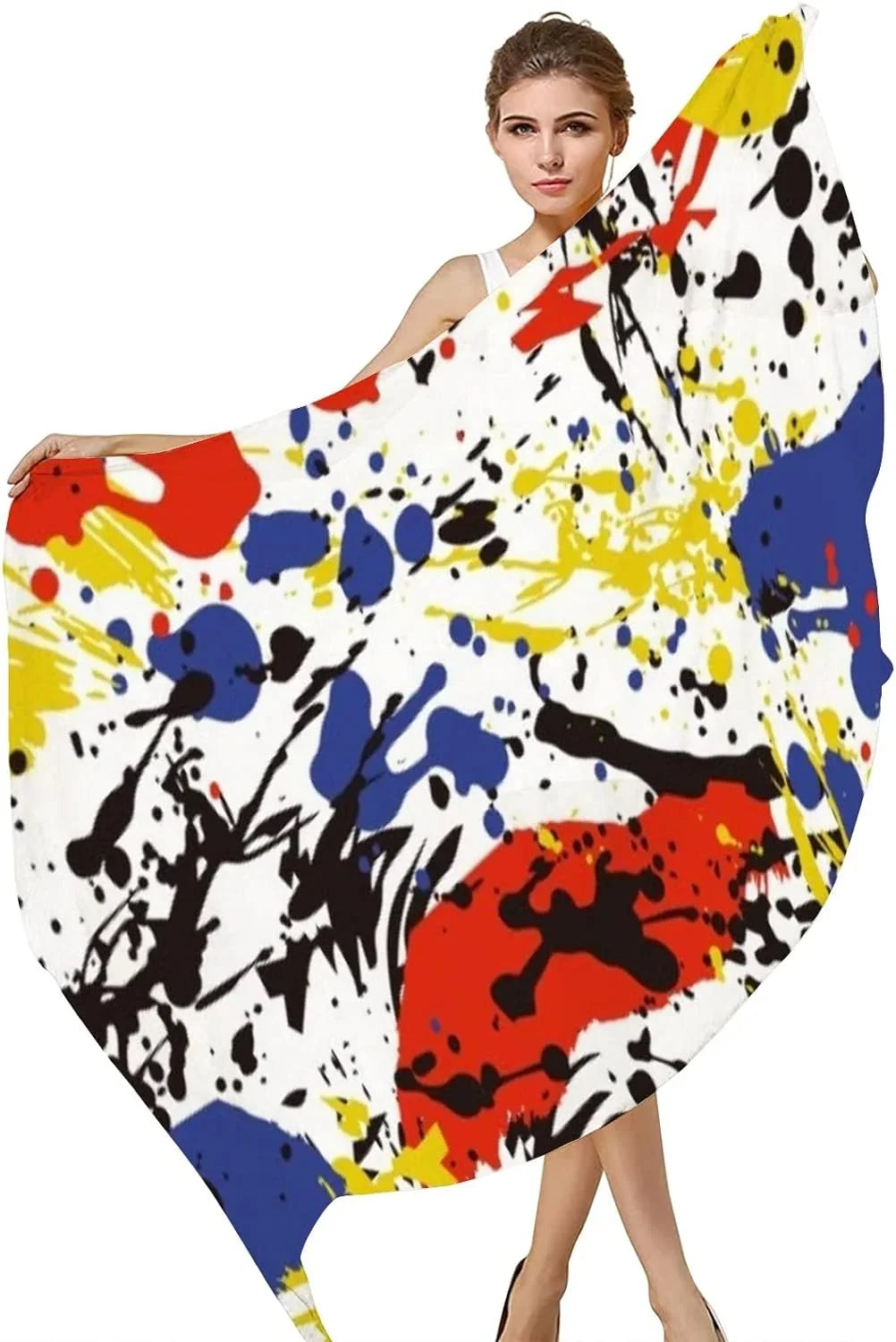 Hyjoy Abstract Grunge Style Long Silk Neck Scarf Lightweight Shawl Wrap Scarves for Women Girls