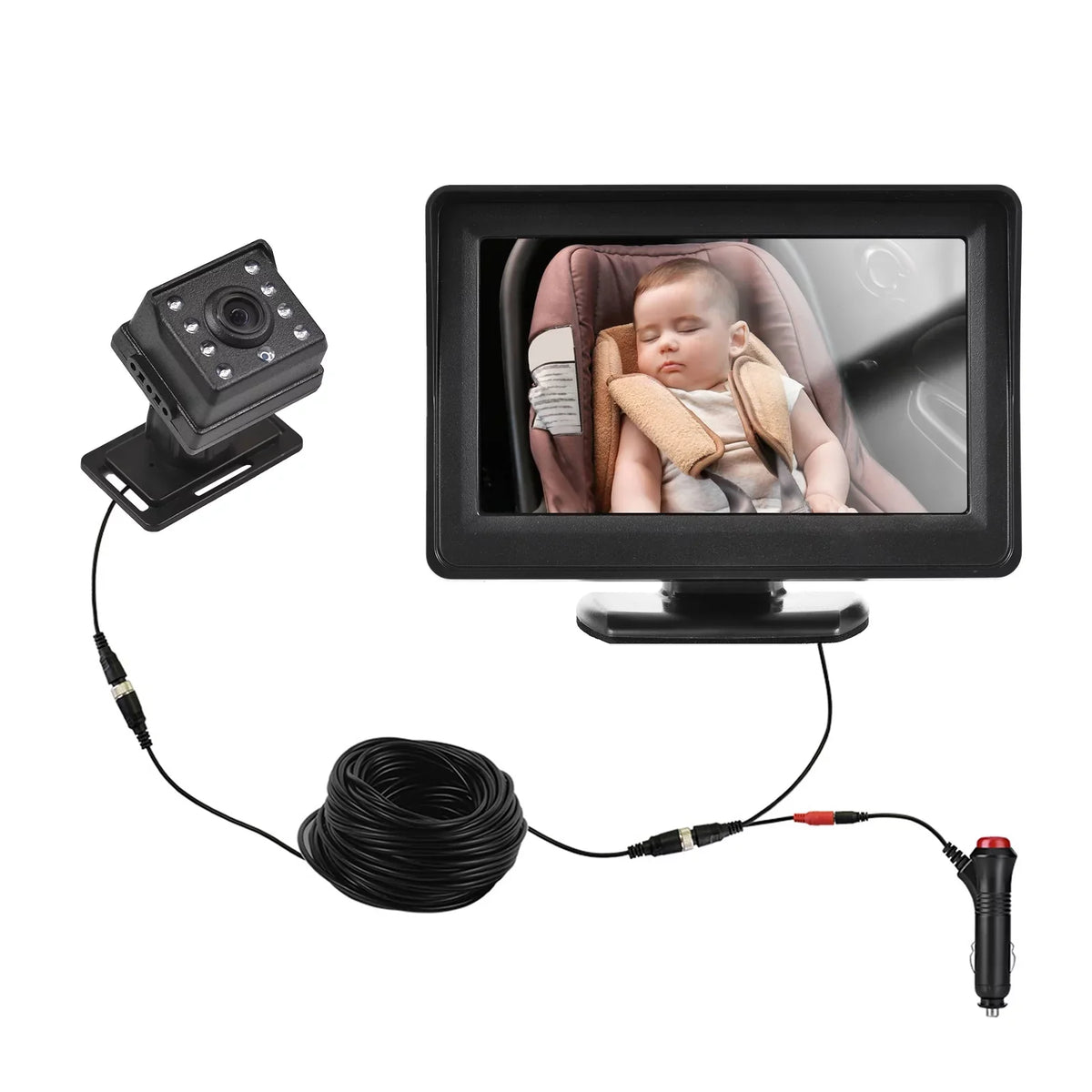 Pristin Invigilator,Inch Car Saddle Baby car Car Saddle Mirror Car Baby View Vision Baby Mirror Camera Easy Monitor 1080P Monitor Baby Car Baby Rear Saddle Car Mirror Camera Baby Monitor 150° Wide View