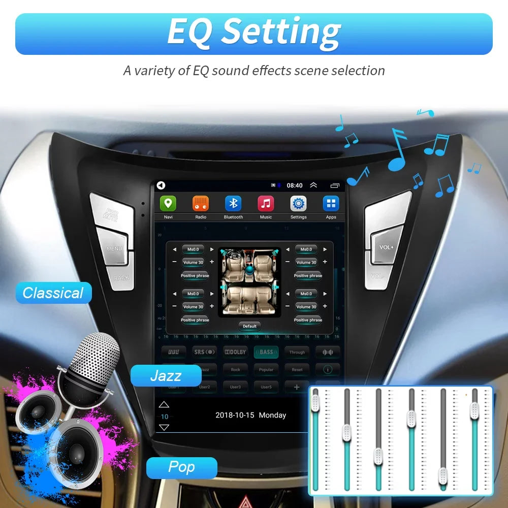 Podofo 2G+64G for Hyundai Elantra 2011 2012 2013 Android 9.7'' Touchscreen Car Stereo Radio Bluetooth FM Mirror Link GPS WIFI USB, with Backup Camera
