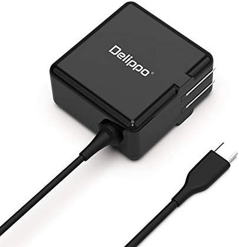 Delippo 45W Type-C Laptop Charger for Lenovo Chromebook 100e 300e 500e Yoga 720 ThinkPad X1 Dell XPS 12/13" HP Spectre x360 with 6ft USB-C Charger Cable