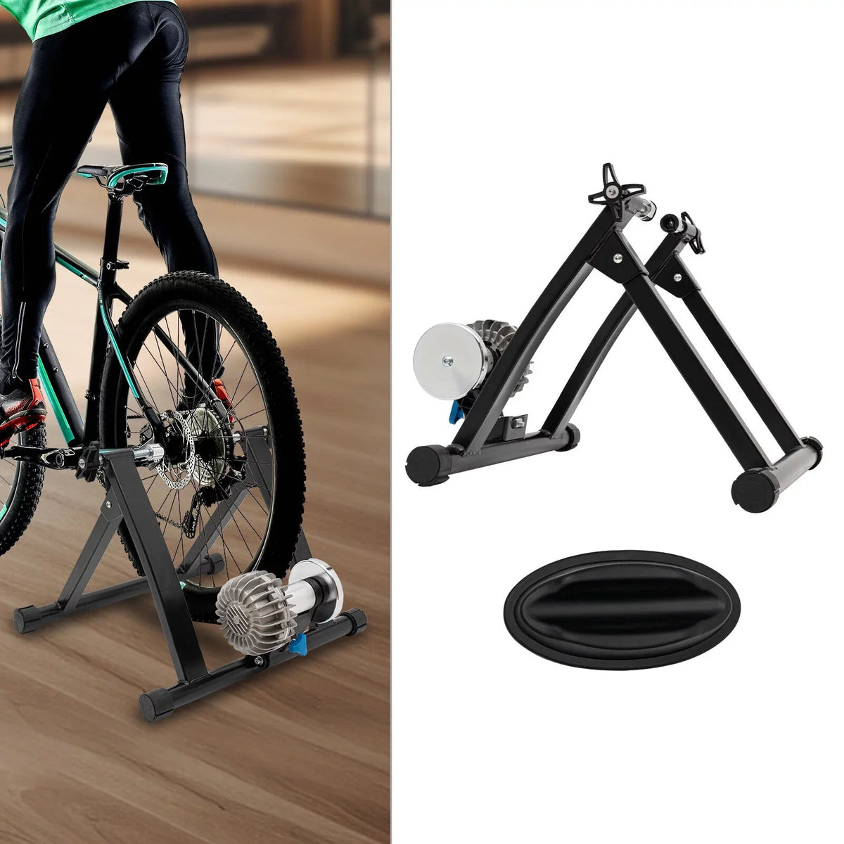 Portable Bicycle Trainer Stand Indoor Bicycle Trainer Stand Training Rack 26-29 700C Bicycle 900W Black
