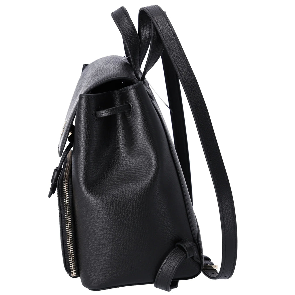 Kate Spade Kristi Refined Grain Leather Medium Flap Drawstring Backpack Black