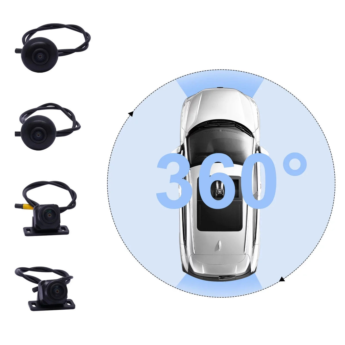 Miumaeov Dash Cam 360 Degree Bird View Surround System Rear View 4-Camera Kit 1080P Car DVR Recording for Cars