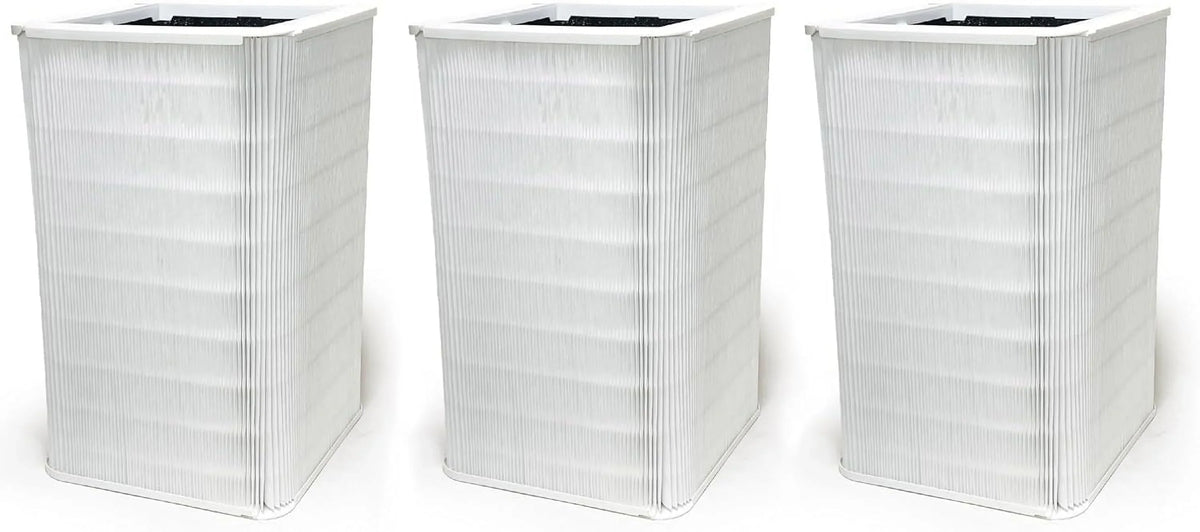 Nispira Collapsible True HEPA Particle Activated Charcoal Filter Replacement Compatible with Blueair Blue Pure 121 Large Air Purifier 620 SQ.FT | Remove Smoke VOCs | 3 Pack