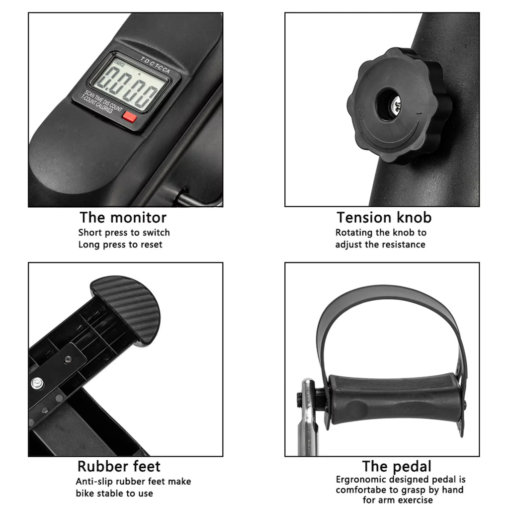 Home Use Hands and Feet Trainer Mini Exercise Two-wheeler Black