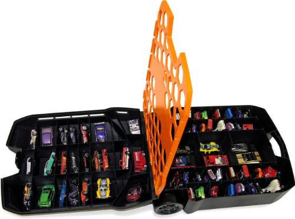 Hot Rims 100-Car, Rolling Storage Case with Retractable Handle Hot Rims 100-car