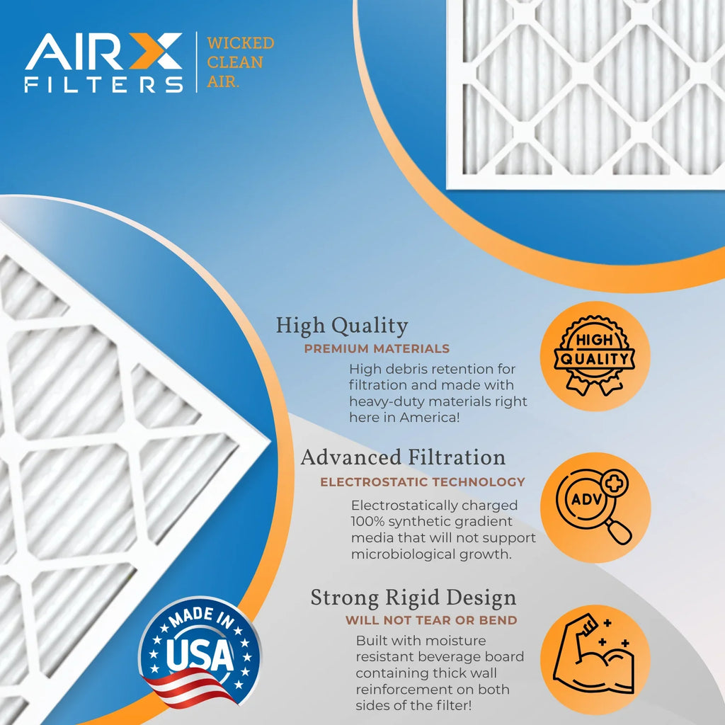 20x36x1 Air Filter MERV 8 Comparable to MPR 700 & FPR 5 Electrostatic Pleated Air Conditioner Filter 6 Pack HVAC AC Premium USA Made 20x36x1 Furnace Filters by AIRX FILTERS WICKED CLEAN AIR.