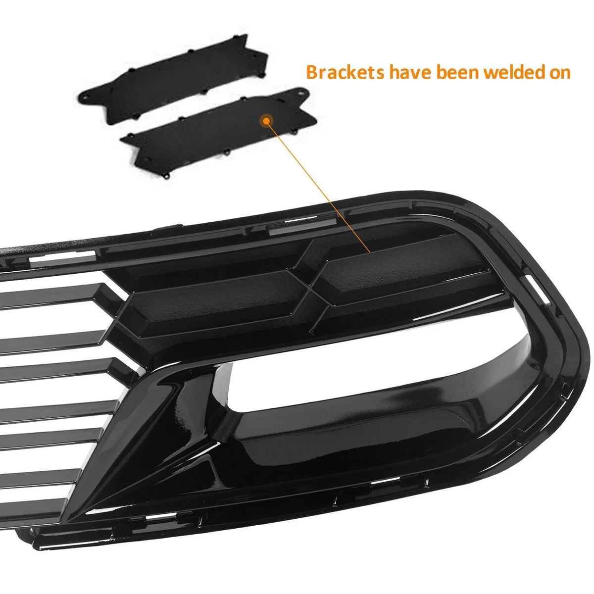 Kojem Front Lower Grille for 2014-2019 Chevrolet Corvette C7 All Models Z06 Style Bumper Cover Painted Glossy Black Plastic (W/O Front Camera Bracket)
