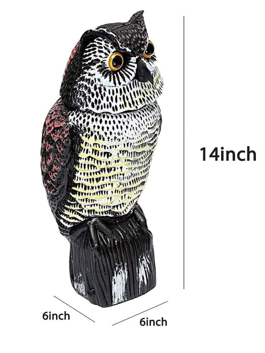 Listenwind Realistic Owl Decoy With Rotating Head Bird Pigeon Crow Scarer