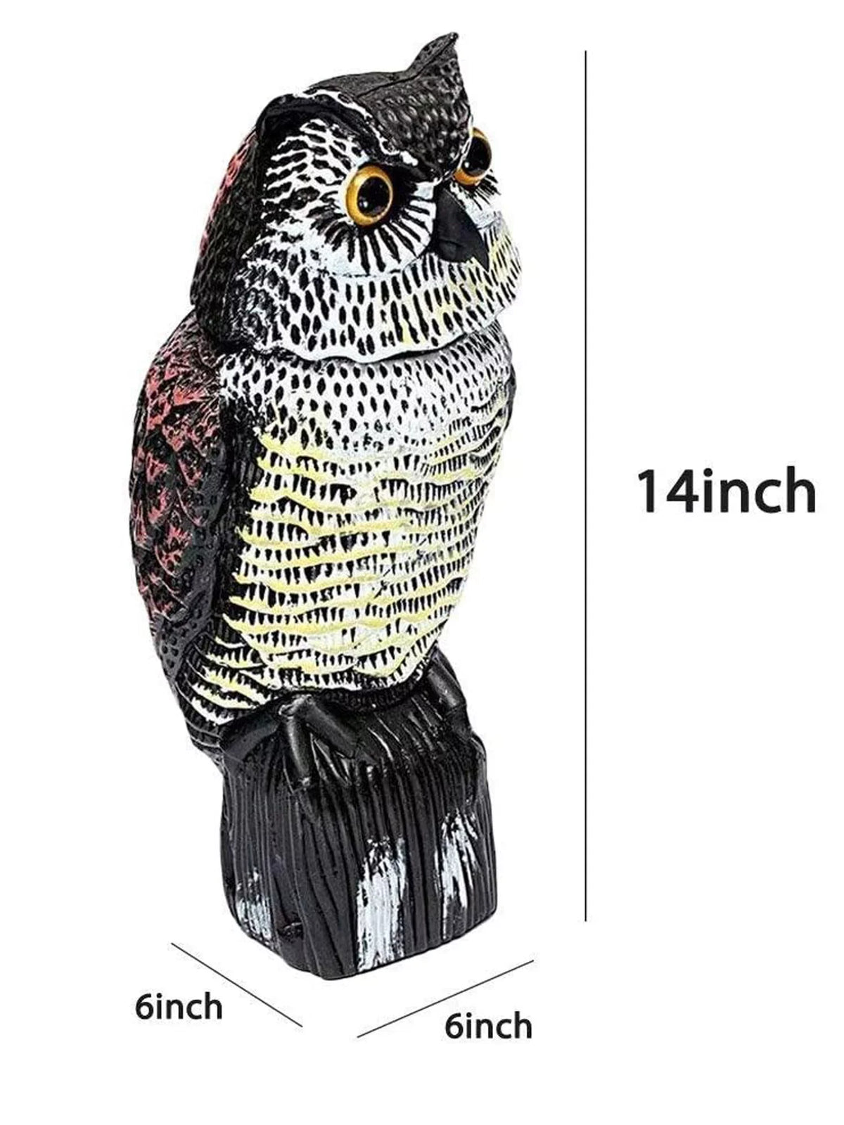 Listenwind Realistic Owl Decoy With Rotating Head Bird Pigeon Crow Scarer