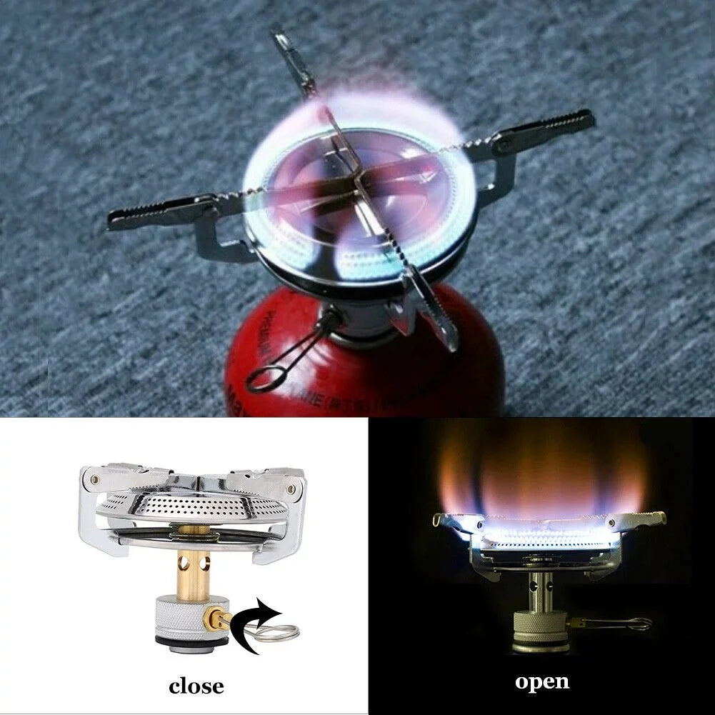 Mini Propane Gas Stove Burner Camping Cooking Foldable Hiking Picnic Accessories