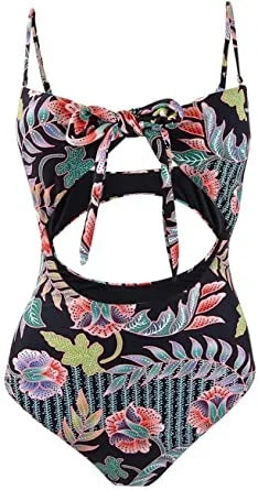 Raisins BLACK Indo Bloom Puerto Vallarta Cheeky One-Piece Swimsuit, US Small