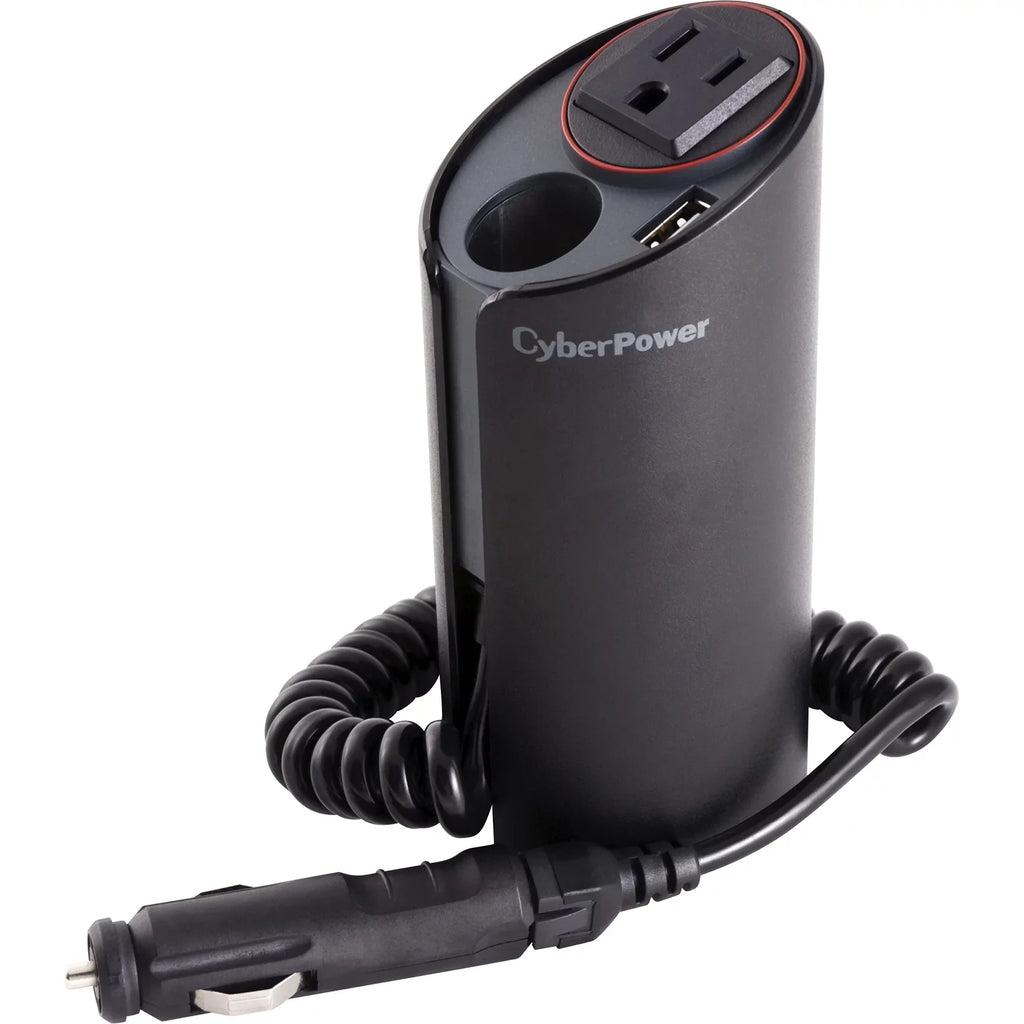 CyberPower CPS150CHU Mobile Power Inverter 150W with USB Charger, Cup Holder