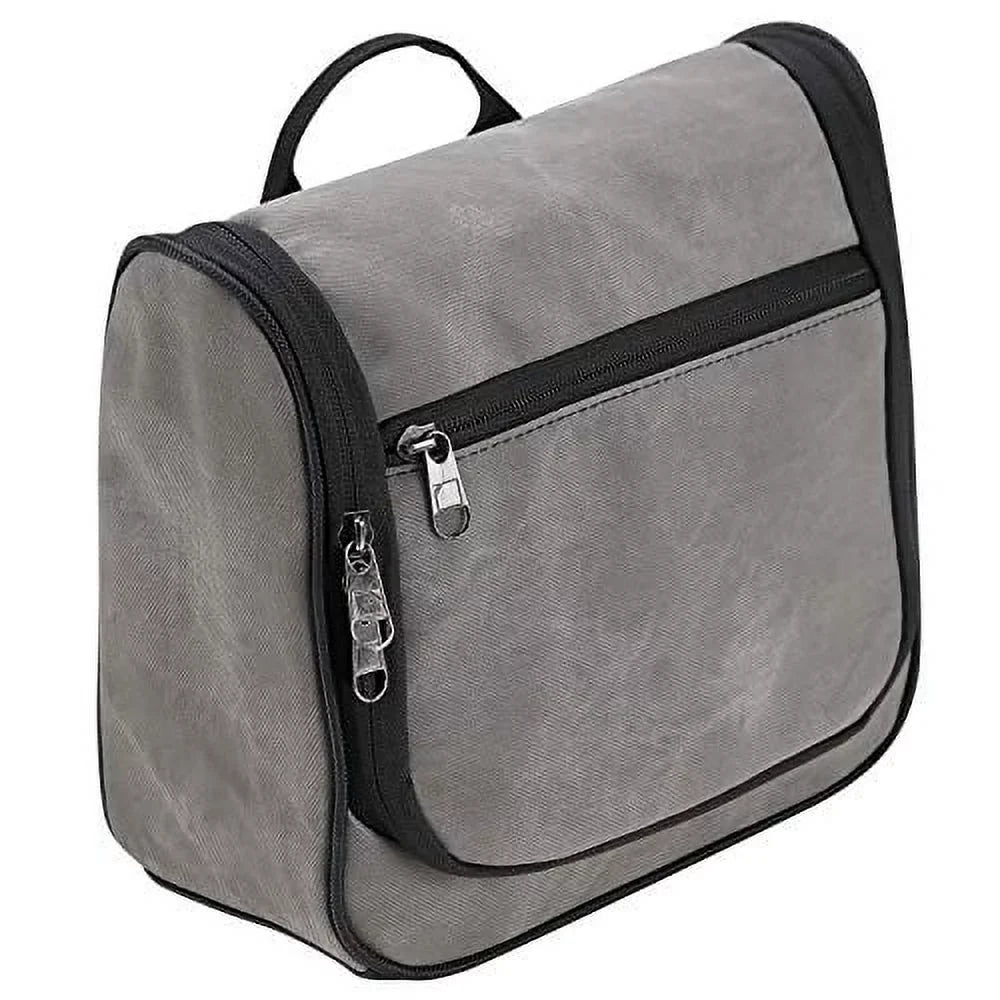 Lewis N. Clark Brushed Twill Hanging Toiletry Kit Bag for Travel Accessories, Shampoo, Cosmetics + Personal Items, Gray, One_Size