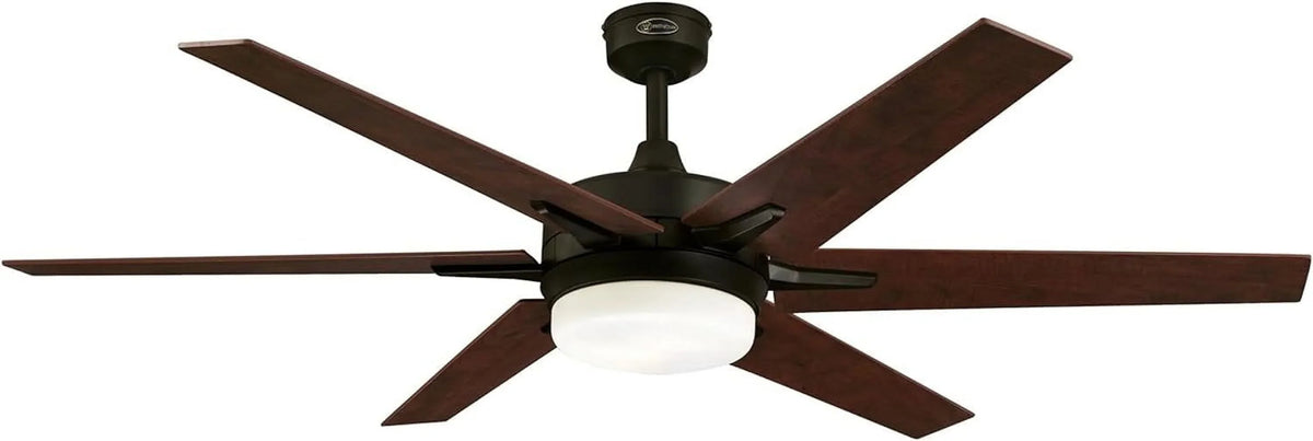 GOURE Lighting 74002B00 Transitional Cayuga, Smart WiFi Ceiling Fan Compatible with Amazon Alexa and Google Home with LED Light, Remote Control, 60 Inch, Black-Bronze Finish, Frosted Opal Glass